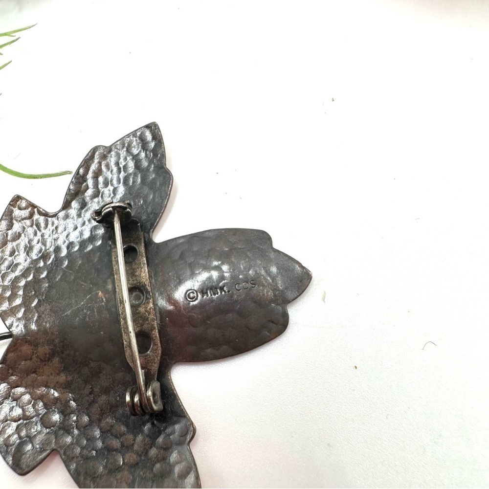 VINTAGE⚜️COPPER Hammered Leaf Brooch - Picture 5 of 6